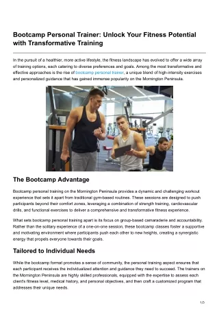 Bootcamp Personal Trainer Unlock Your Fitness Potential with Transformative Training
