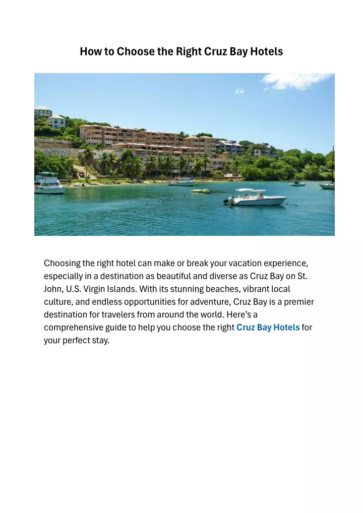 how to choose the right cruz bay hotels