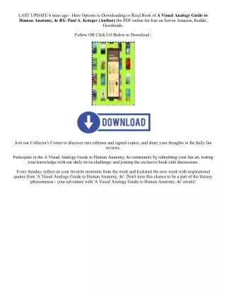 [PDF/Kindle] Book A Visual Analogy Guide to Human Anatomy, 4e By  Paul A. Kriege