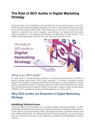 The Role of SEO Audits in Digital Marketing Strategy