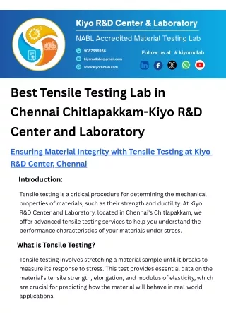 kiyo r d center laboratory