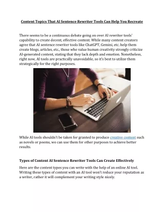Content Topics That AI Sentence Rewriter Tools Can Help You Recreate