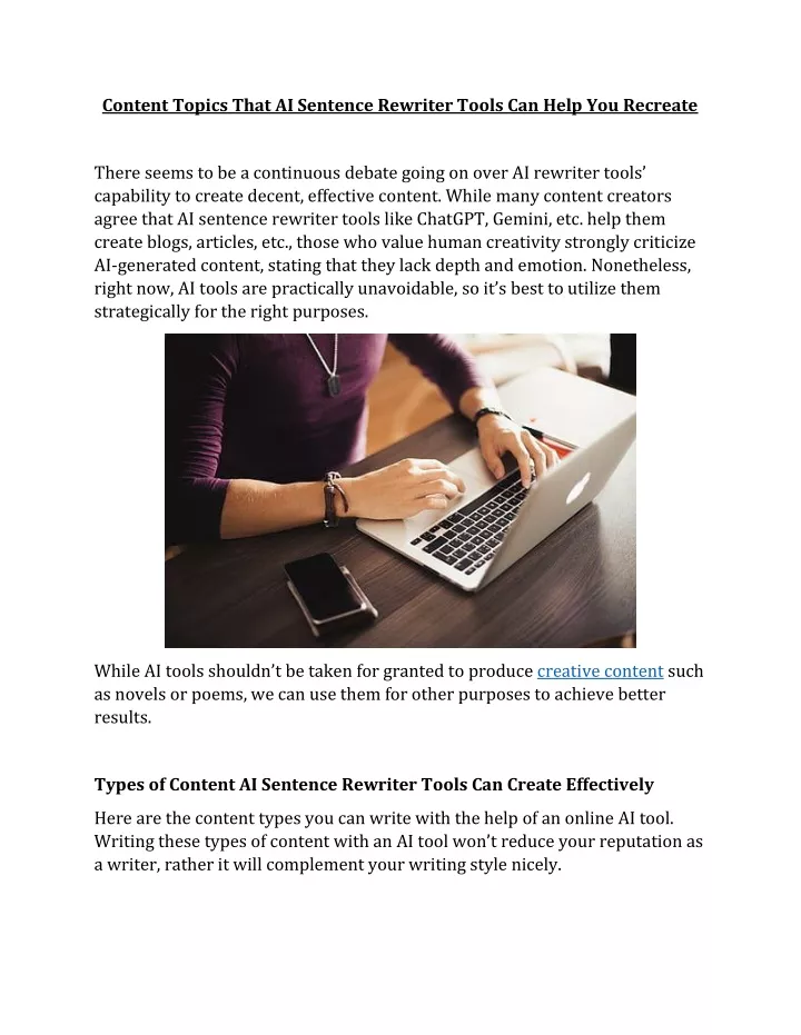 content topics that ai sentence rewriter tools