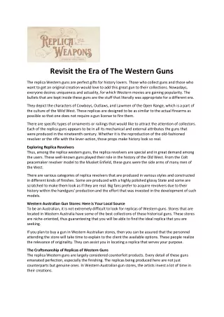 Revisit the Era of The Western Guns