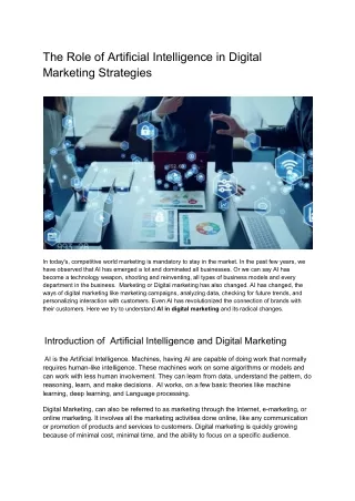 The Role of Artificial Intelligence in Digital Marketing Strategies