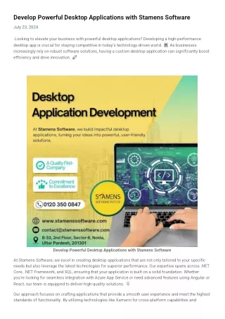 develop powerful desktop applications with