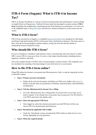 ITR-4 Form (Sugam): What is ITR-4 in Income Tax? - Tax Craft Hub