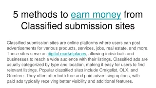 5 methods to earn money from classified submission sites