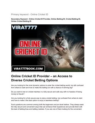 Primary keyword - Online Cricket ID