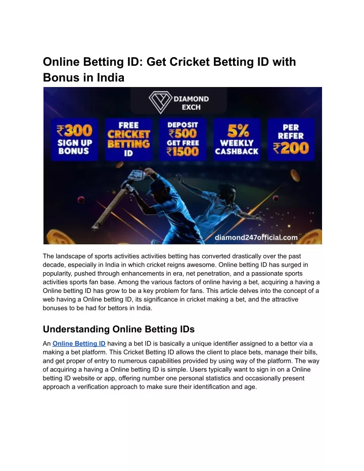 online betting id get cricket betting id with