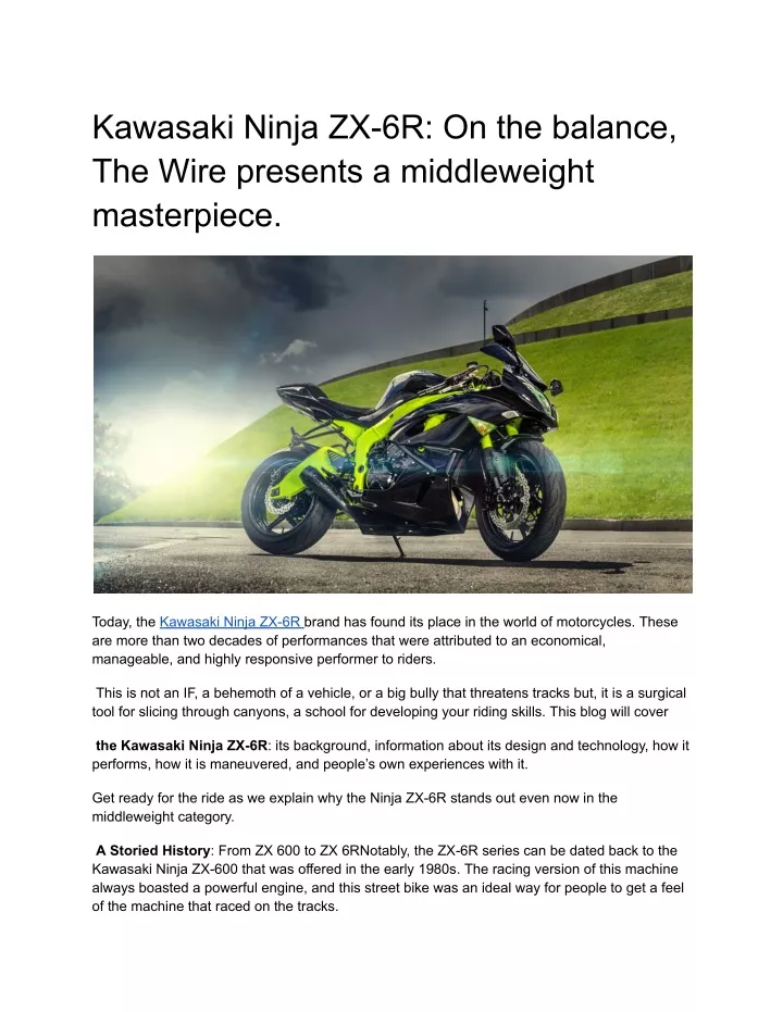 kawasaki ninja zx 6r on the balance the wire