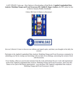 [PDF/Kindle] Book Applied Longitudinal Data Analysis: Modeling Change and Event