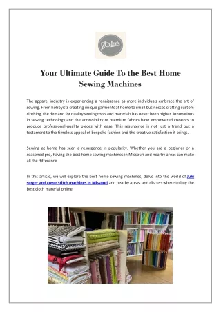 Ultimate Guide To the Best Home Sewing Machines