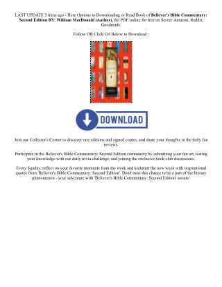 PDF [DOWNLOAD] Believer's Bible Commentary: Second Edition By  William MacDonald