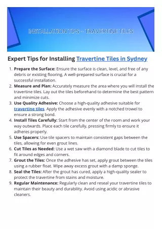 Expert Tips for Installing Travertine Tiles in Sydney