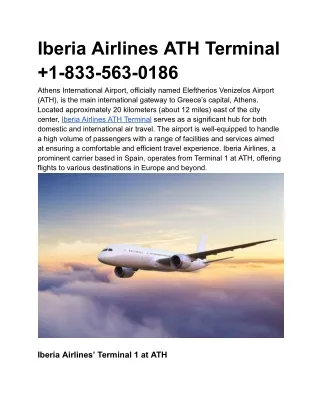 Iberia Airlines ATH Terminal  1-833-563-0186