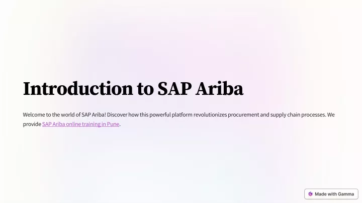 introduction to sap ariba