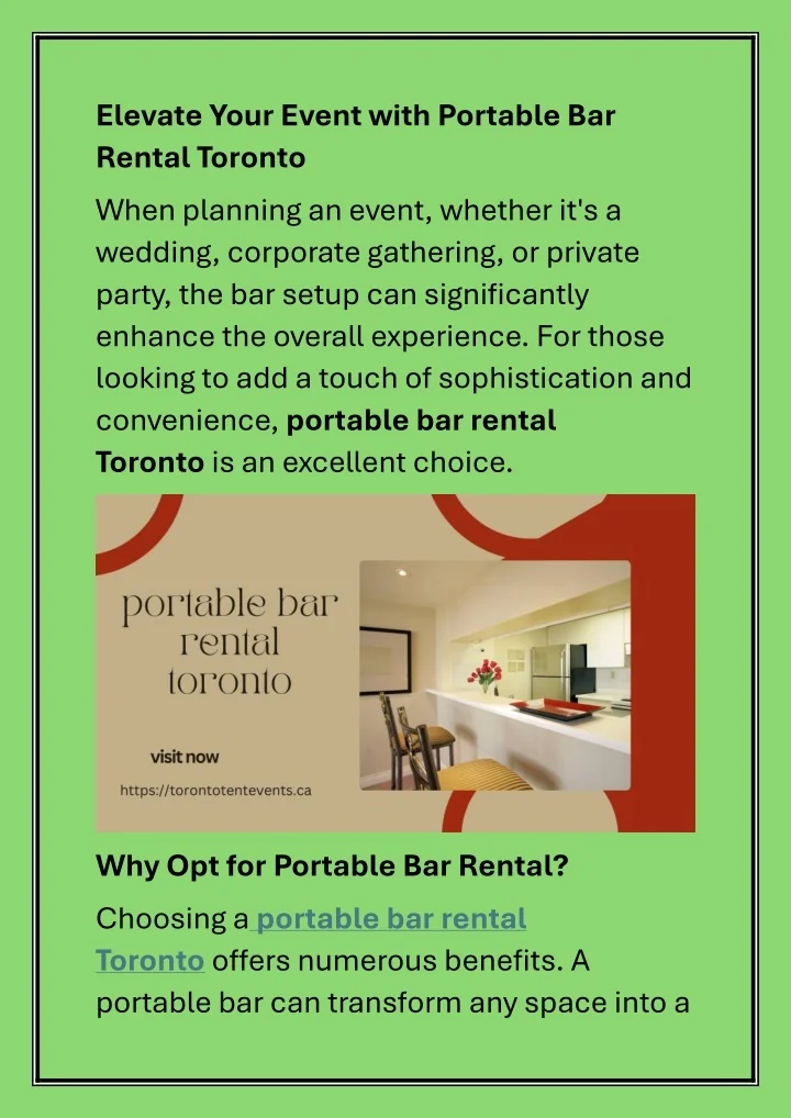 Slide Bar Rental PPT - Elevate Your Event with Portable Bar Rental Toronto PowerPoint ...