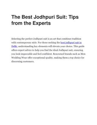 The Best Jodhpuri Suit Tips from the Experts