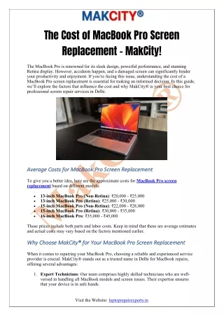 The Cost of MacBook Pro Screen Replacement – MakCity!