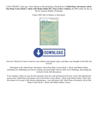 DOWNLOAD [EPub] Adult Piano Adventures All-in-One Piano Course Book 1: Book with