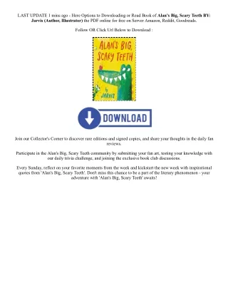 PDF [DOWNLOAD] Alan's Big, Scary Teeth By  Jarvis (Author, Illustrator)  Full Ep