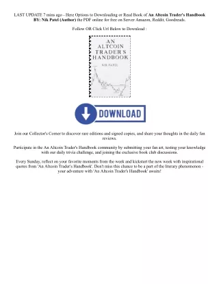 PDF [DOWNLOAD] An Altcoin Trader's Handbook By  Nik Patel (Author)  Full Episode