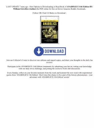 [Pdf/ePub] ANABOLICS 11th Edition By  William Llewellyn (Author)  Full Episode