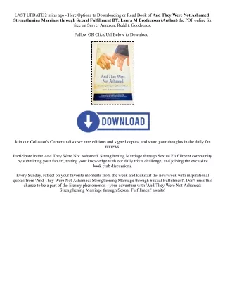 PDF [DOWNLOAD] And They Were Not Ashamed: Strengthening Marriage through Sexual