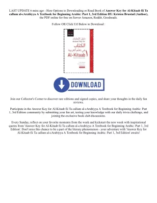 [PDF/Kindle] Book Answer Key for Al-Kitaab fii Ta callum al-cArabiyya A Textbook