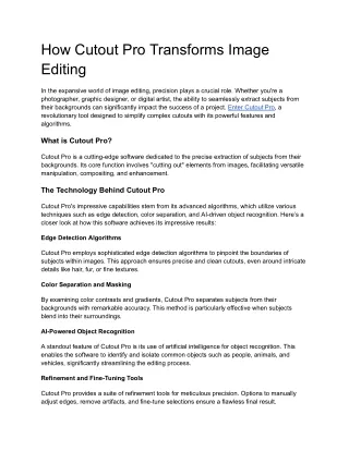 How Cutout Pro Transforms Image Editing
