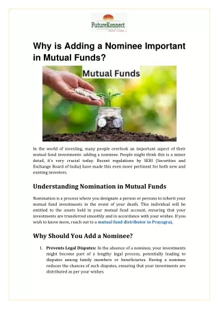 Why is Adding a Nominee Important in Mutual Funds