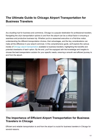 The Ultimate Guide to Chicago Airport Transportation for Business Travelers