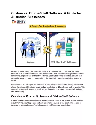 Custom Software vs. Off-the-Shelf: Insights for Australian Business