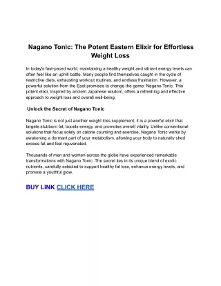 Nagano Tonic_ The Potent Eastern Elixir for Effortless Weight Loss