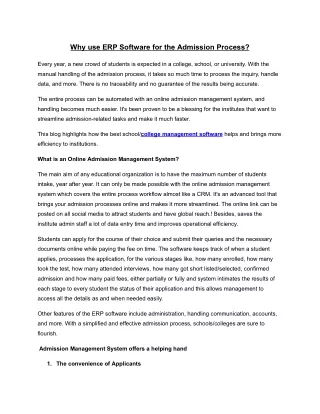 why use erp software for the admission process