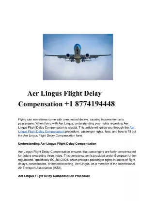 Aer Lingus Flight Delay  Compensation