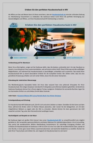 erleben sie den perfekten hausbooturlaub in mv