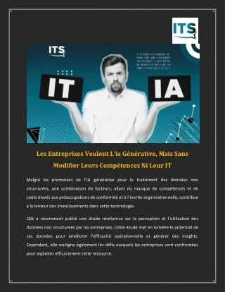 Les entreprises veulent l’IA générative, mais sans modifier leurs compétences ni leur IT