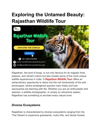 Exploring the Untamed Beauty_ Rajasthan Wildlife Tour - Google Docs