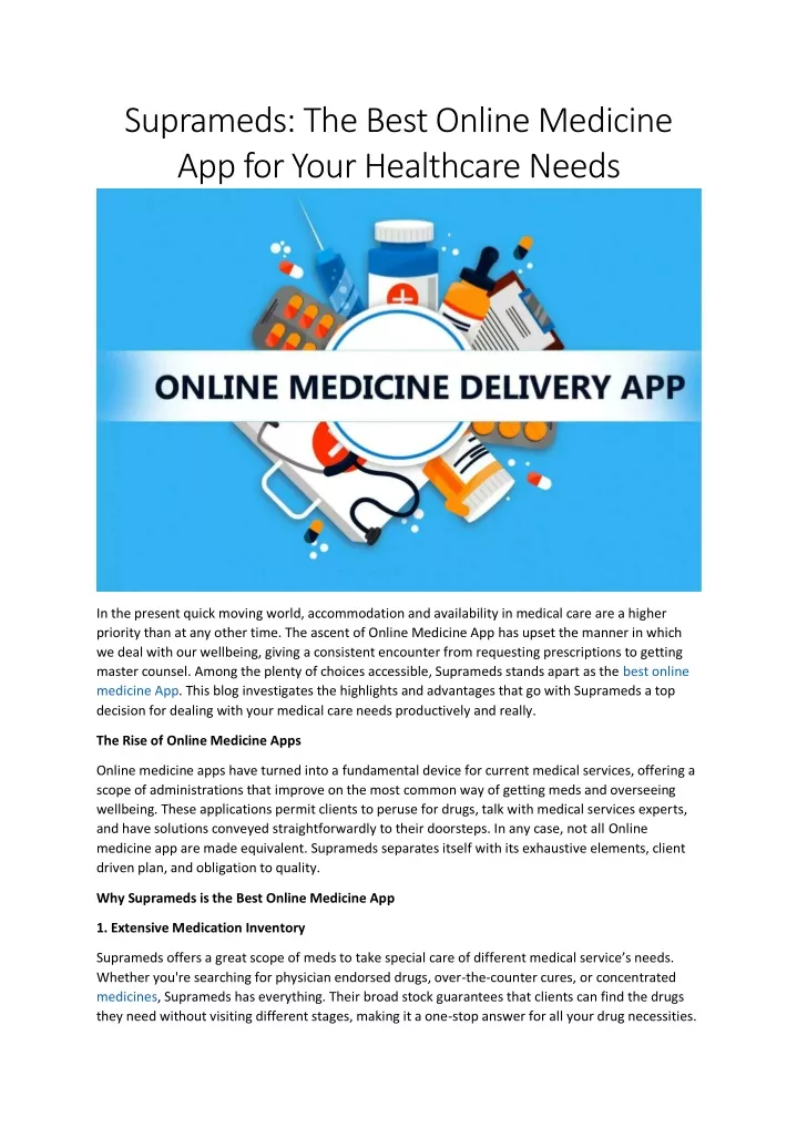 suprameds the best online medicine app for your