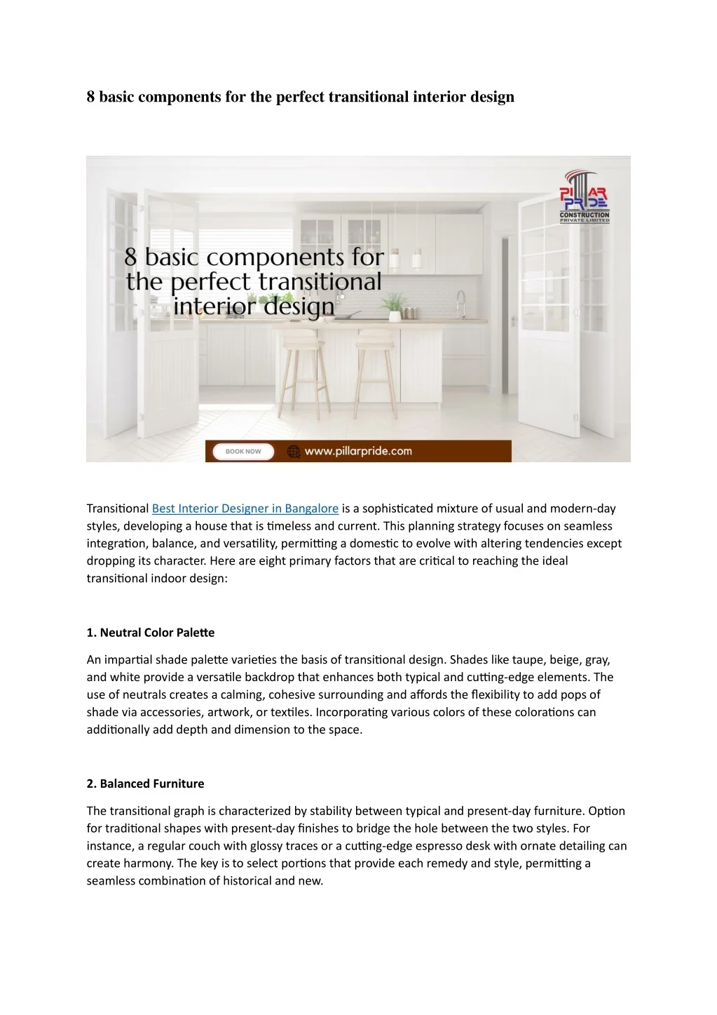 PPT - 8 basic components for the perfect transitional interior design ...