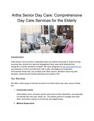 Artha Senior Day Care_ Comprehensive Day Care Services for the Elderly