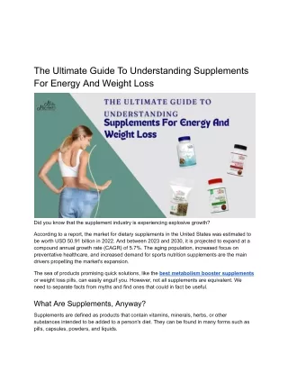 The Ultimate Guide To Understanding Supplements For Energy And Weight Loss