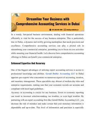 Streamline Your Business with Comprehensive Accounting Services in Dubai