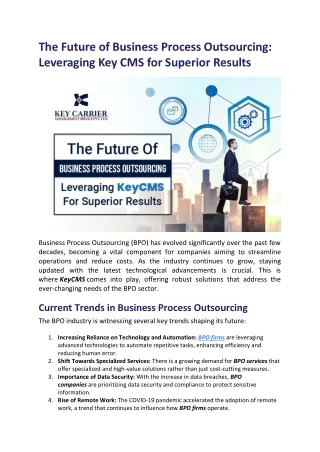 The Future of Business Process Outsourcing Leveraging Key CMS for Superior Results