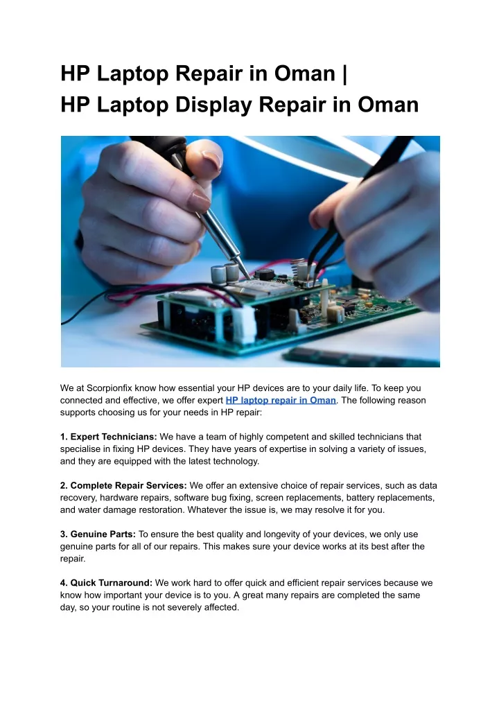 hp laptop repair in oman hp laptop display repair