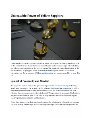 Unbeatable Power of Yellow Sapphire