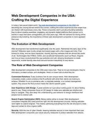 web development companies in the usa crafting