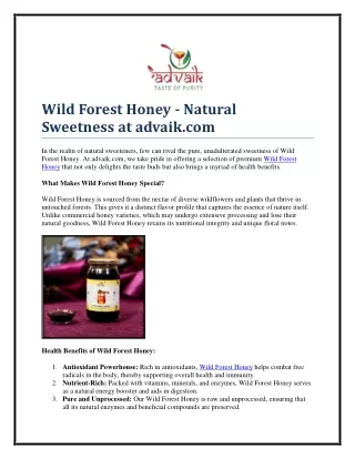 Wild Forest Honey - Natural Sweetness at advaik.com